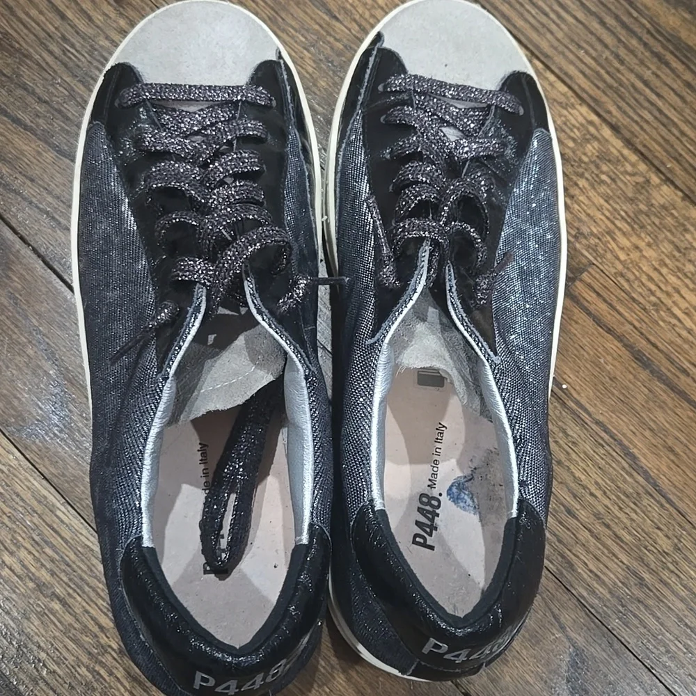 P448 John Glam Glitter Leopard Grey Black Sneakers Size 41